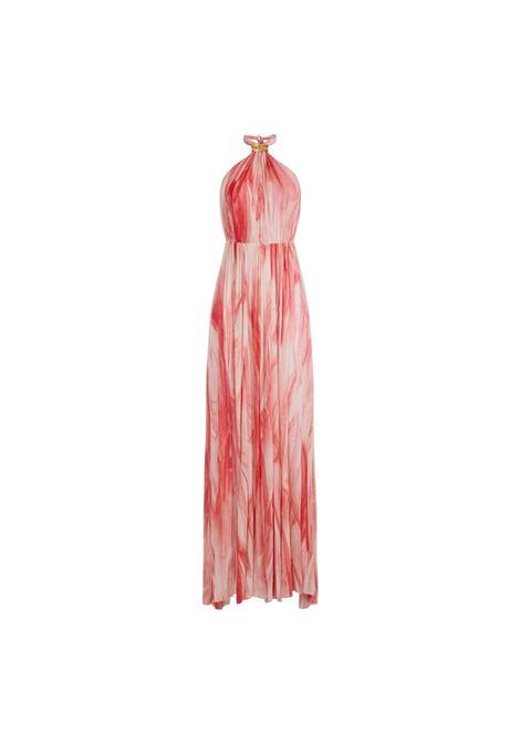 Abito Elisabetta Franchi donna ABR4752E2 CP9  burro rosso scollo americano stampa tulle ELISABETTA FRANCHI | Abiti | ABR4752E2CP9
